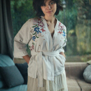 Lniane kimono – haft kaszubski